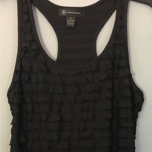 INC International Concepts Medium Sleeveless Ruffled Tiered Black Racerback Top